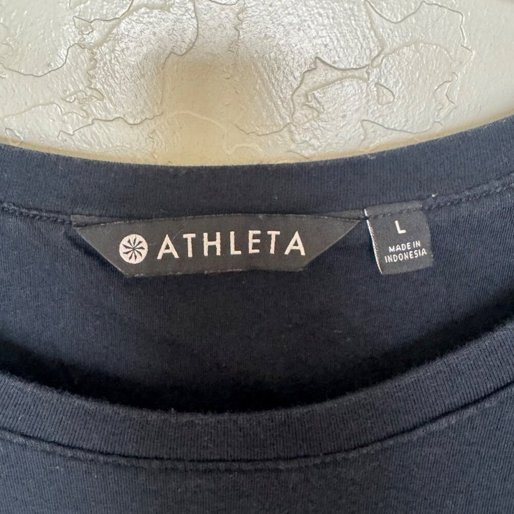 Athleta Black Ruched Side Cap Sleeve Dress Size L Soft Stretch - Picture 4 of 9
